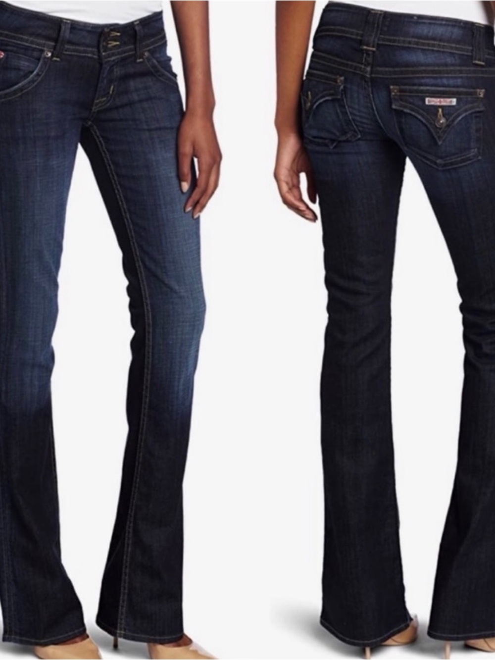 Hudson Signature Bootcut Jeans Lo-Rise Flap Pockets Blue Denim Women's Size 27